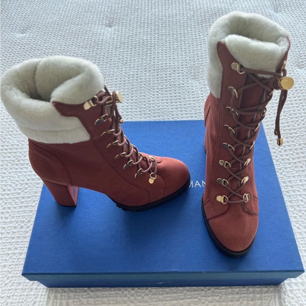Stuart Weitzman Rockie Chill Block Heel Suede Booties